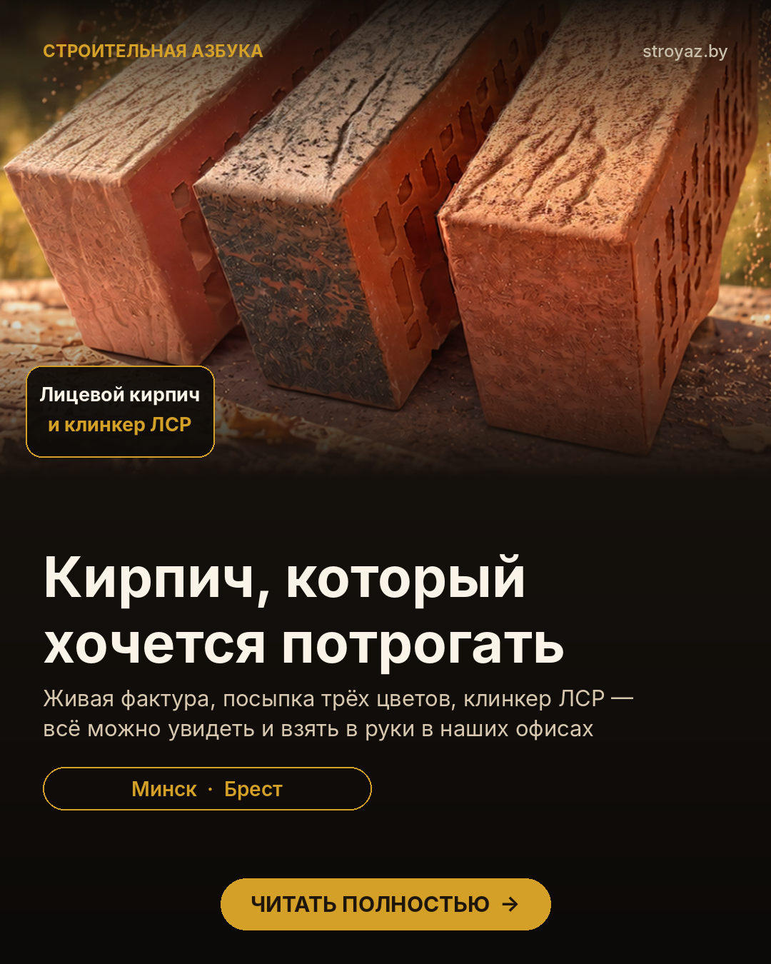 Облицовочный кирпич ЛСР: керамический лицевой и фасадный клинкер